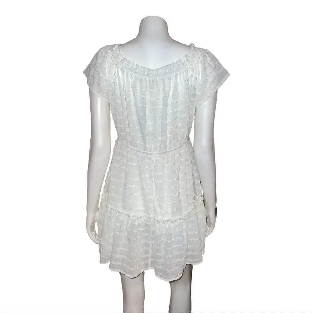 Miken White Juniors' Ruffled Swim Cover-up Dress Sparkle Large NWT